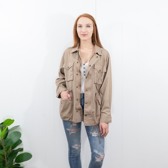 SALE! Khaki Military Anorak Utility Jacket Coat Medium - Picture 5 of 14